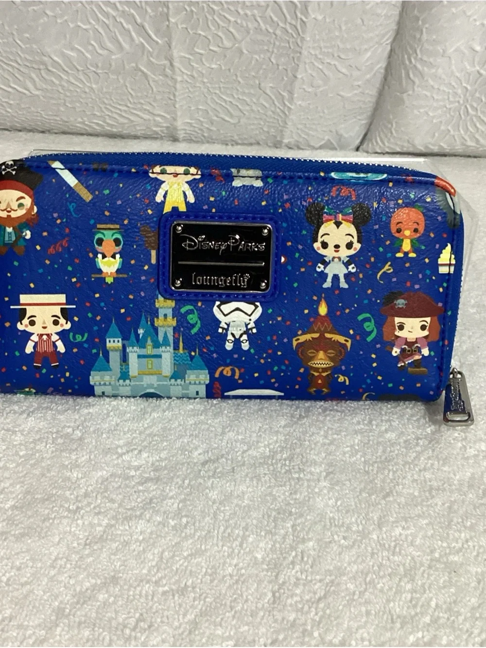 Loungefly Disney Parks 2020 Chibi Character Icons Large Zip Wallet EUC